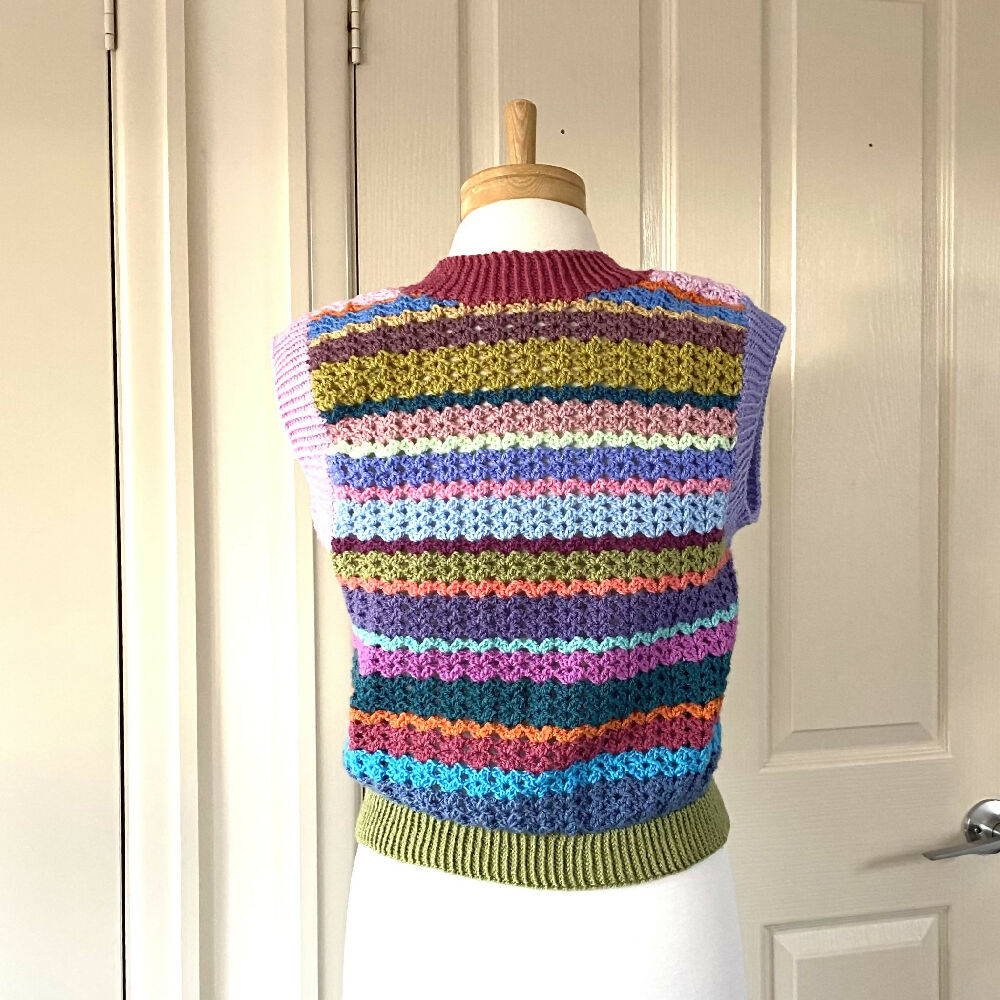 Colourful striped handmade crochet vest