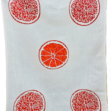 Hand Screen Printed Linen Tea Towels-Oranges & Oranges