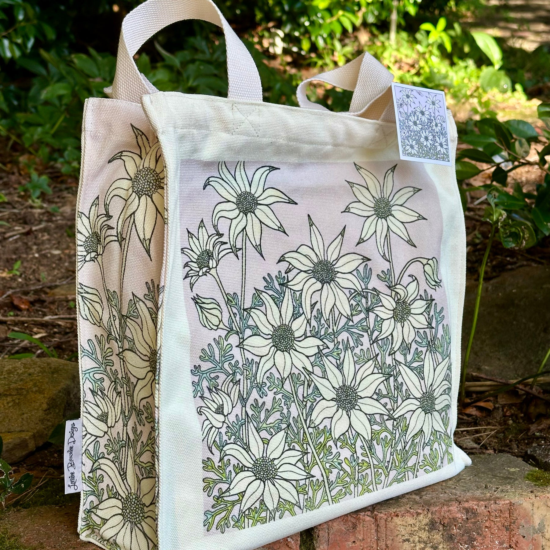 Flannel Flowers Canvas art tote bag - carry or over shoulder