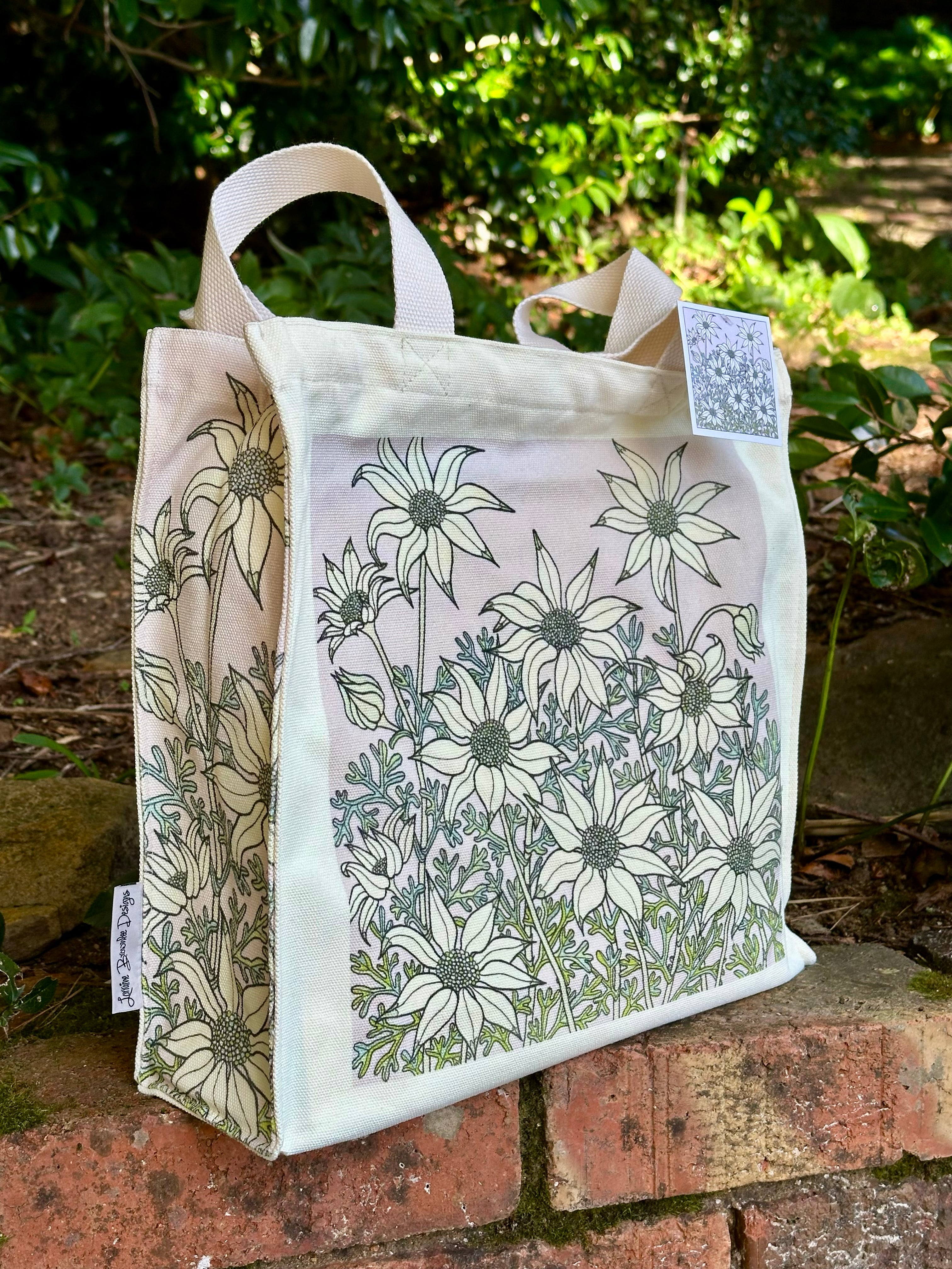 Flannel Flowers Canvas art tote bag - carry or over shoulder