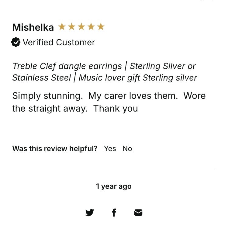 Music dangle earrings | Treble clef, Quaver, Double quaver | Sterling silver, Gold-filled, Stainless steel | Music lover gift