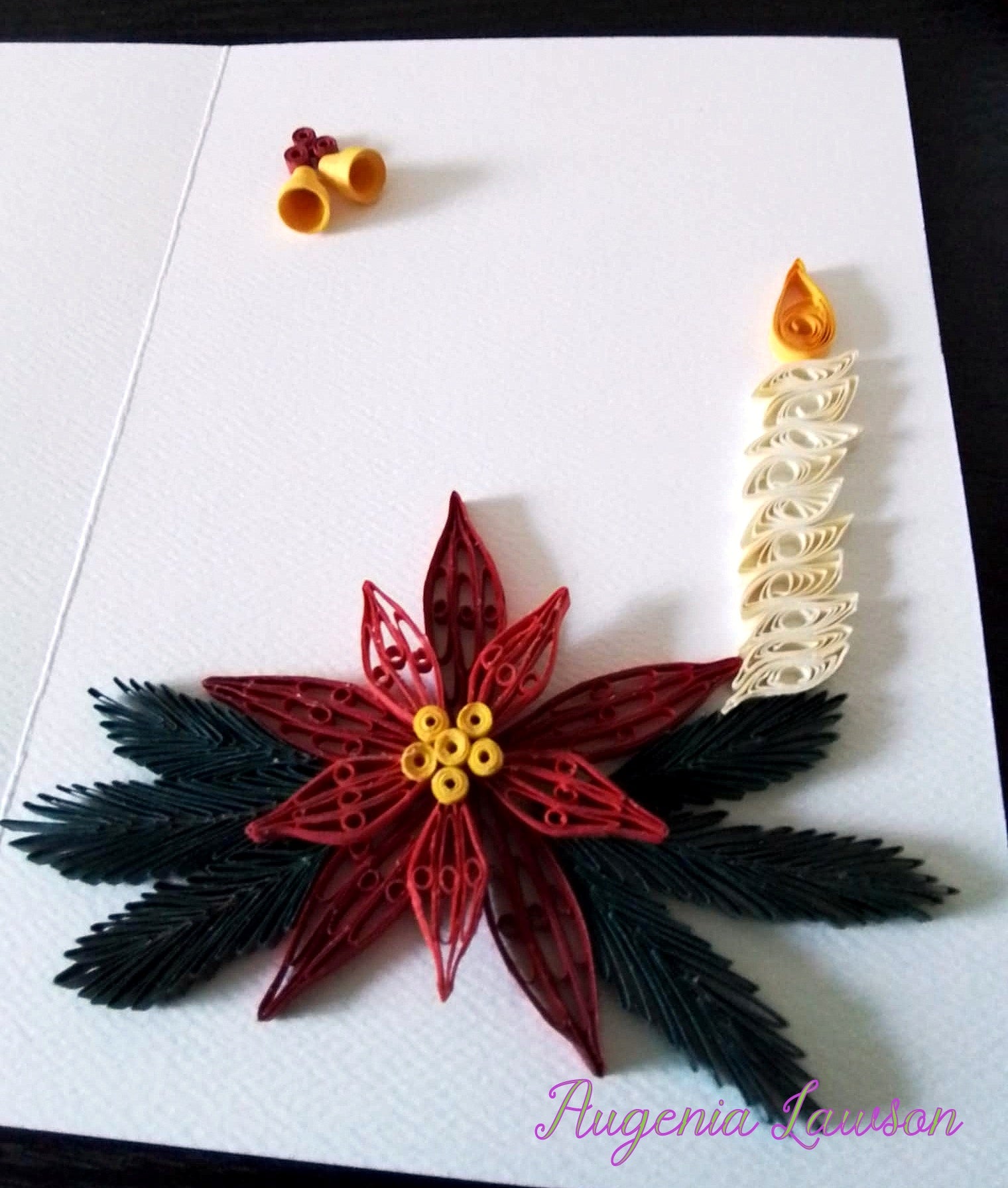 Handmade Paper Quilled Christmas Card – Baubles, Candle Poinsettia or Triple Poinsettia – Unique Festive Greeting