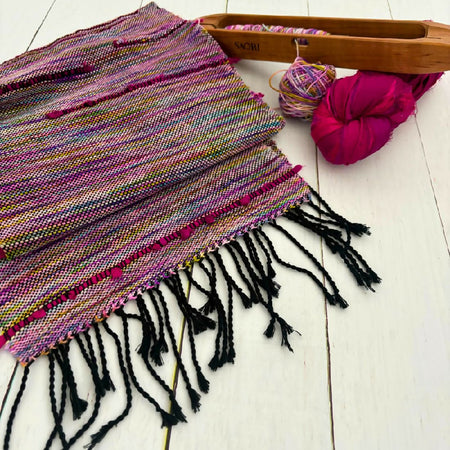 Handwoven Scarf - Pink - Purple - Cotton - Wool - Silk