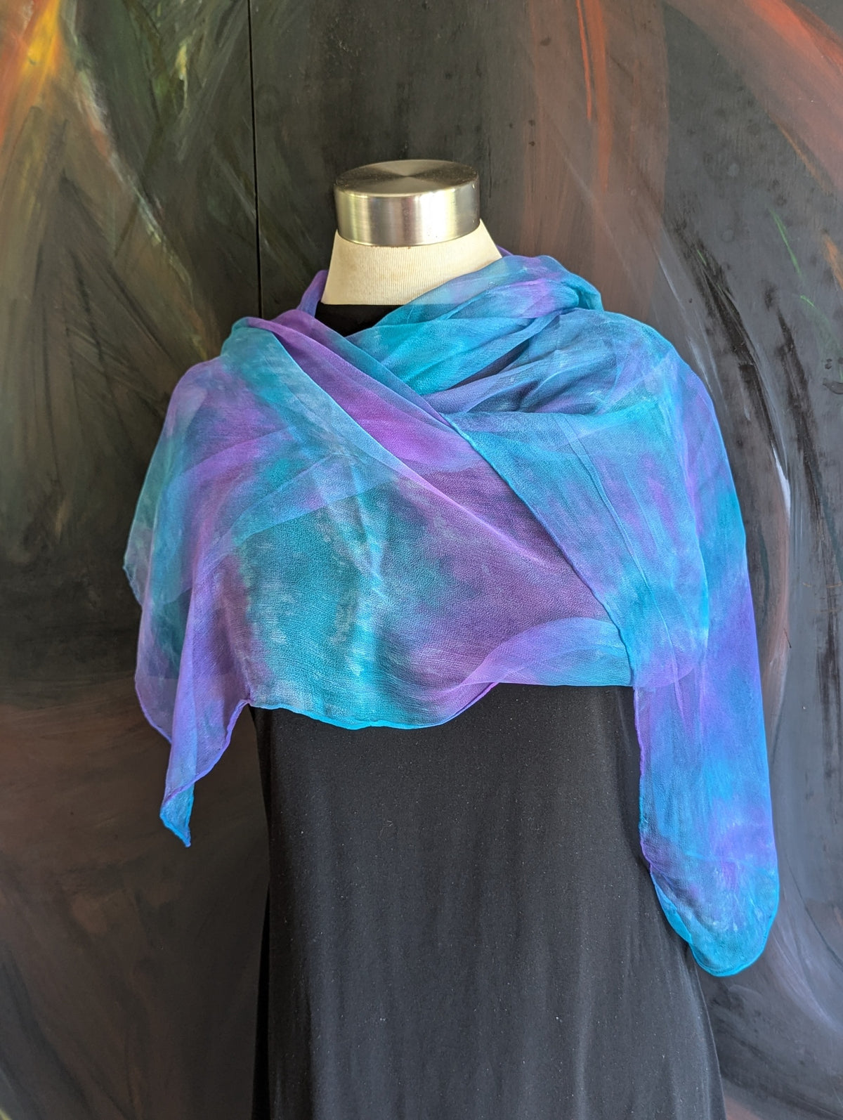 Silk Chiffon Scarf/Shawl-hand dyed-Graphite