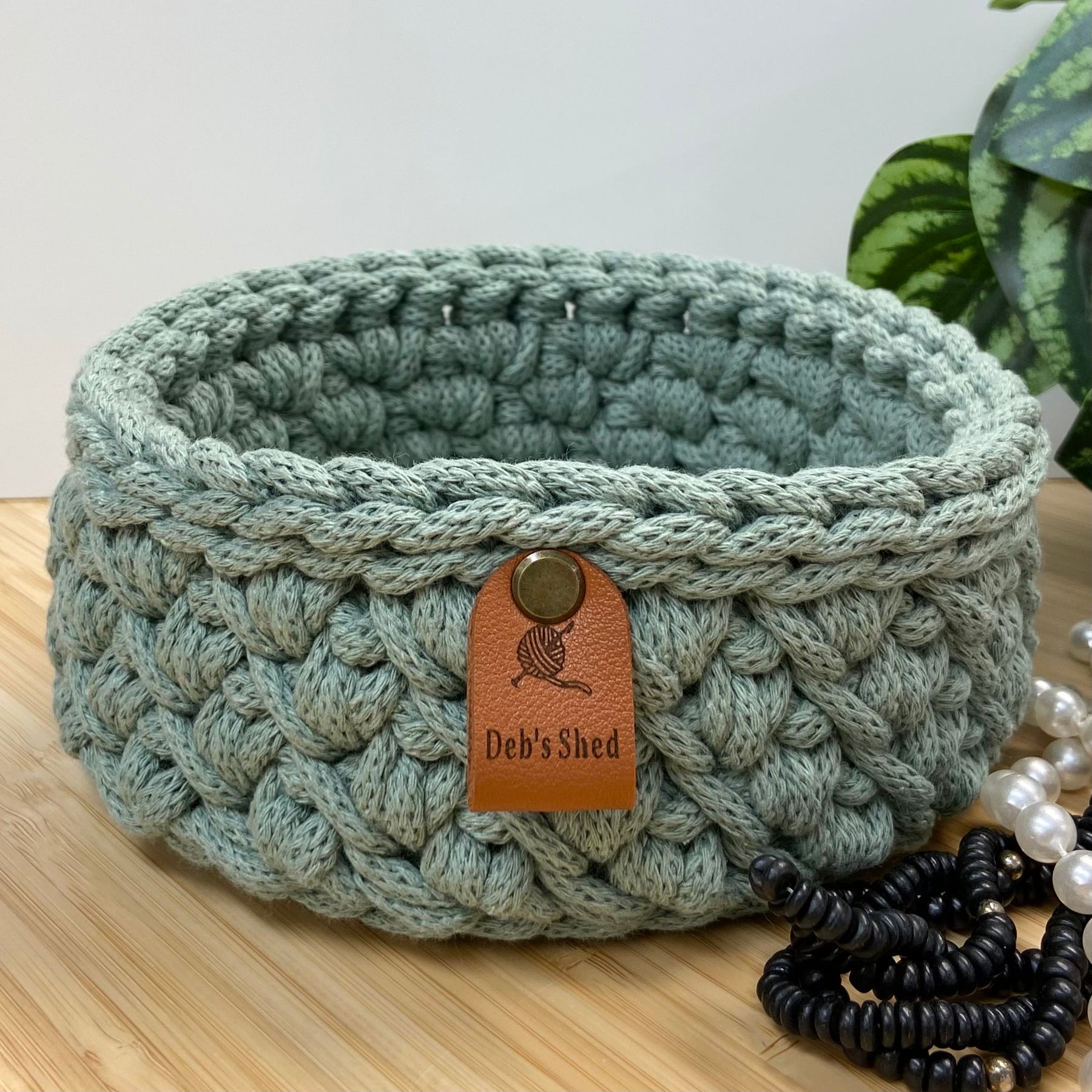Crochet Basket - Round - Cotton Cord - Diagonal