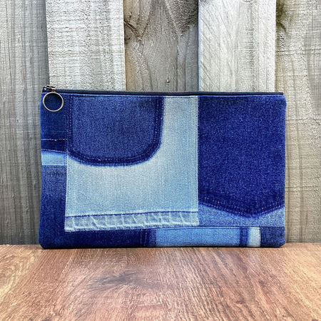 Upcycled Denim Pencil case – Scrappy Denim Blue