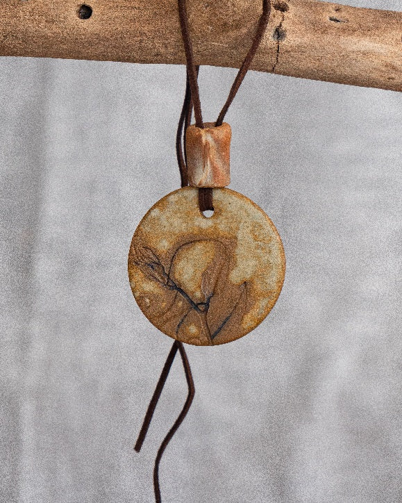 Handmade Botanical Ceramic Pendant Necklace