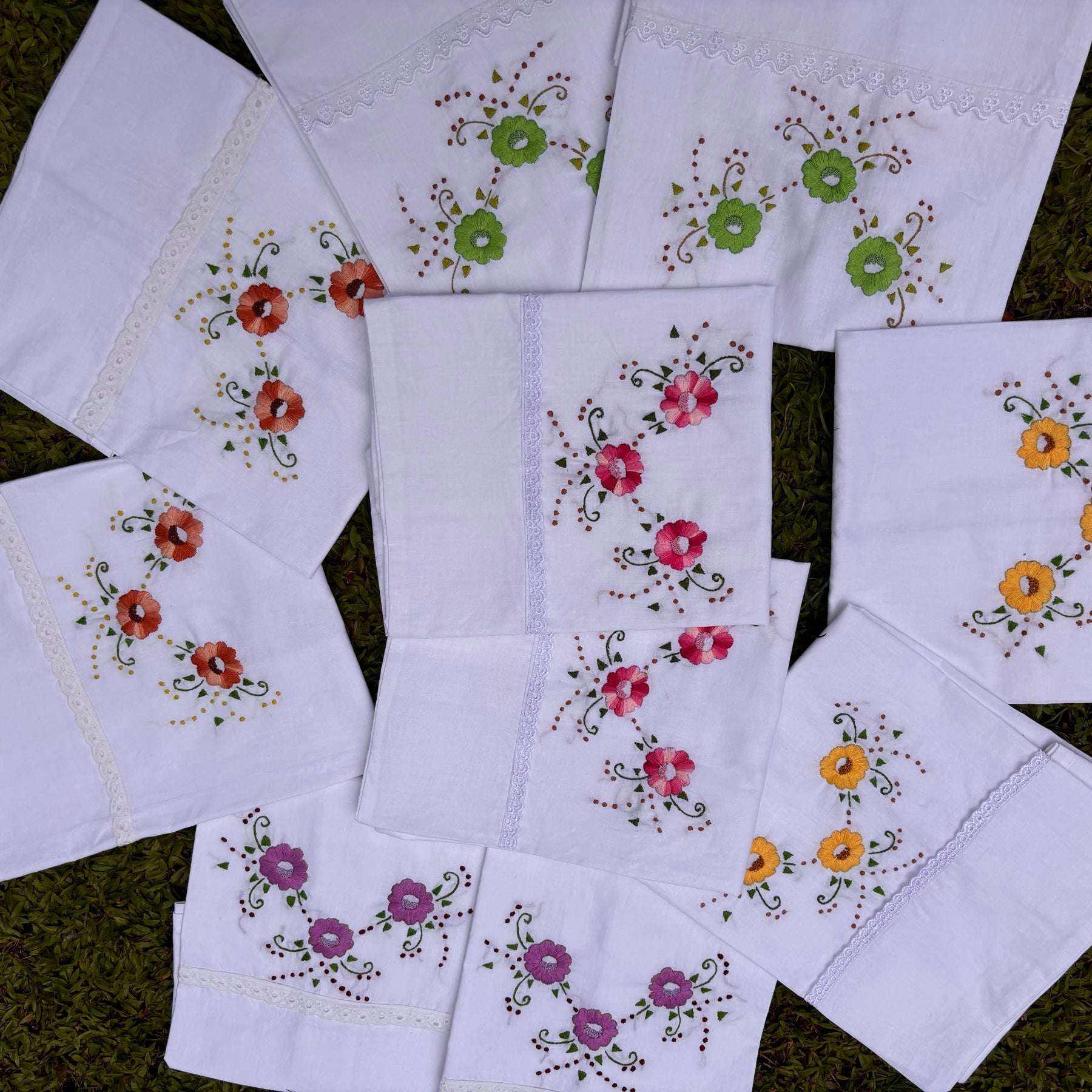 Set of 2 Hand embroidered pillows/ cushion covers