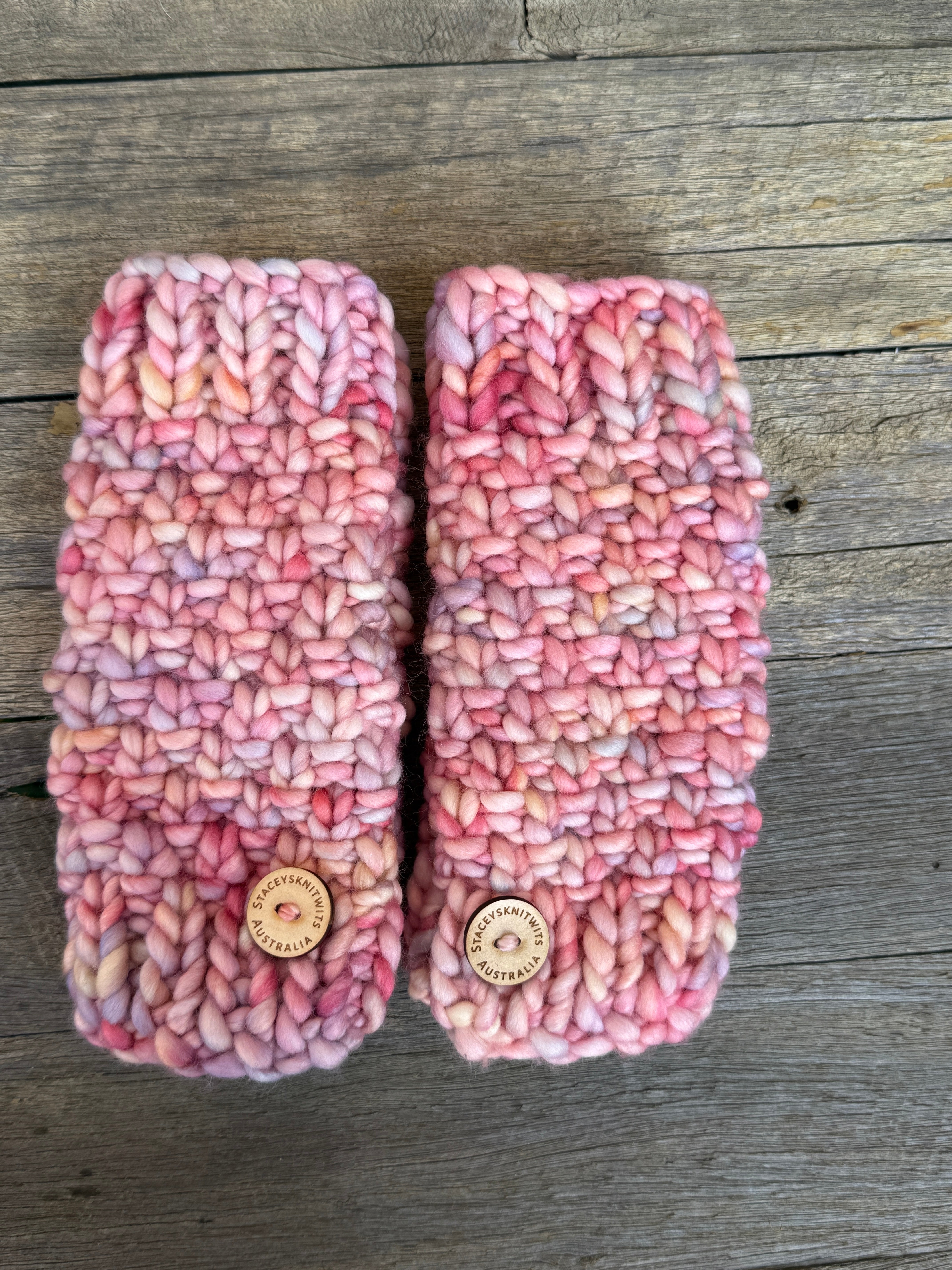 Hand knitted fingerless gloves, chunky warm merino texting gloves