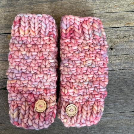 Hand knitted fingerless gloves, chunky warm merino texting gloves