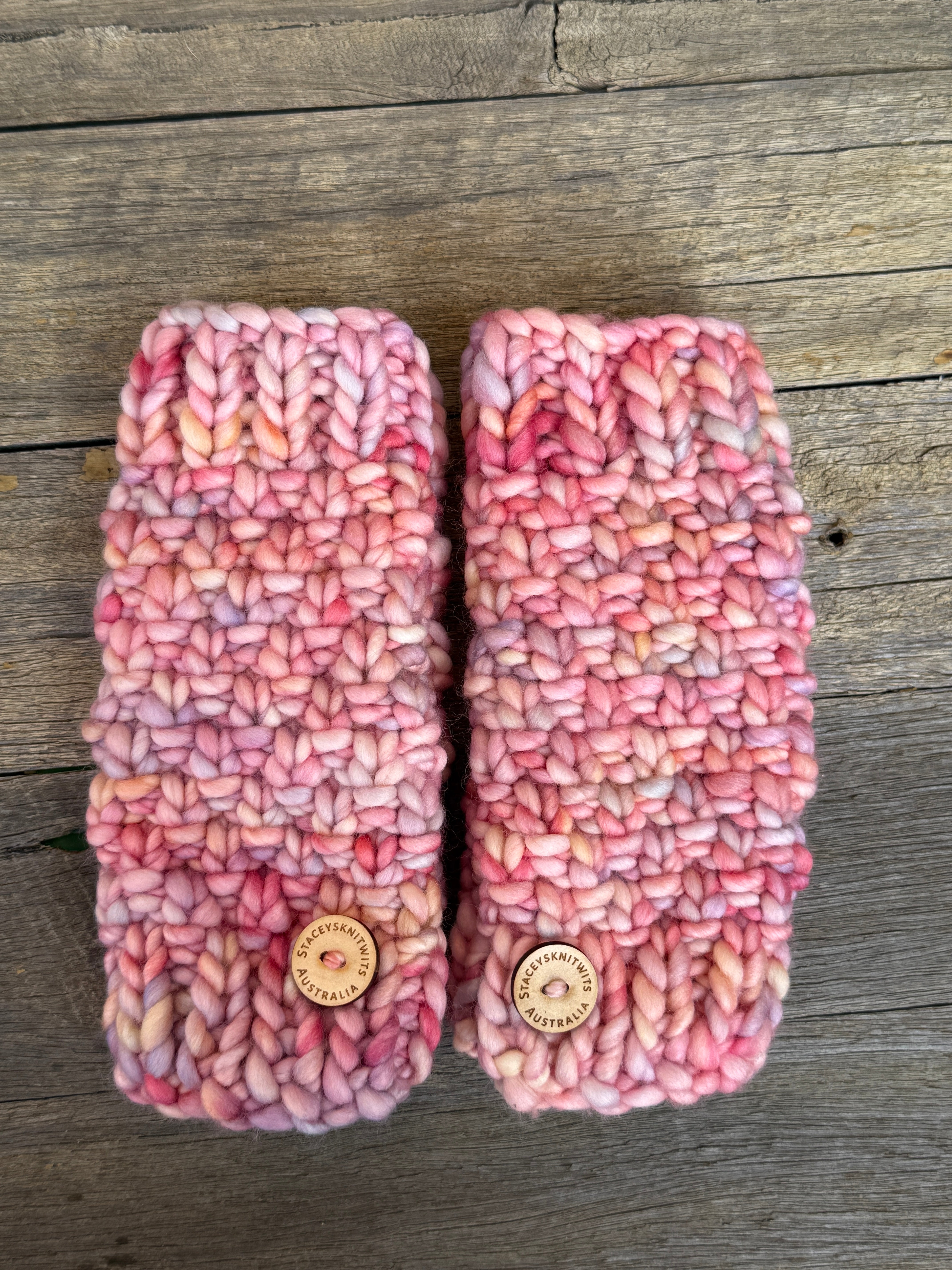 Hand knitted fingerless gloves, chunky warm merino texting gloves