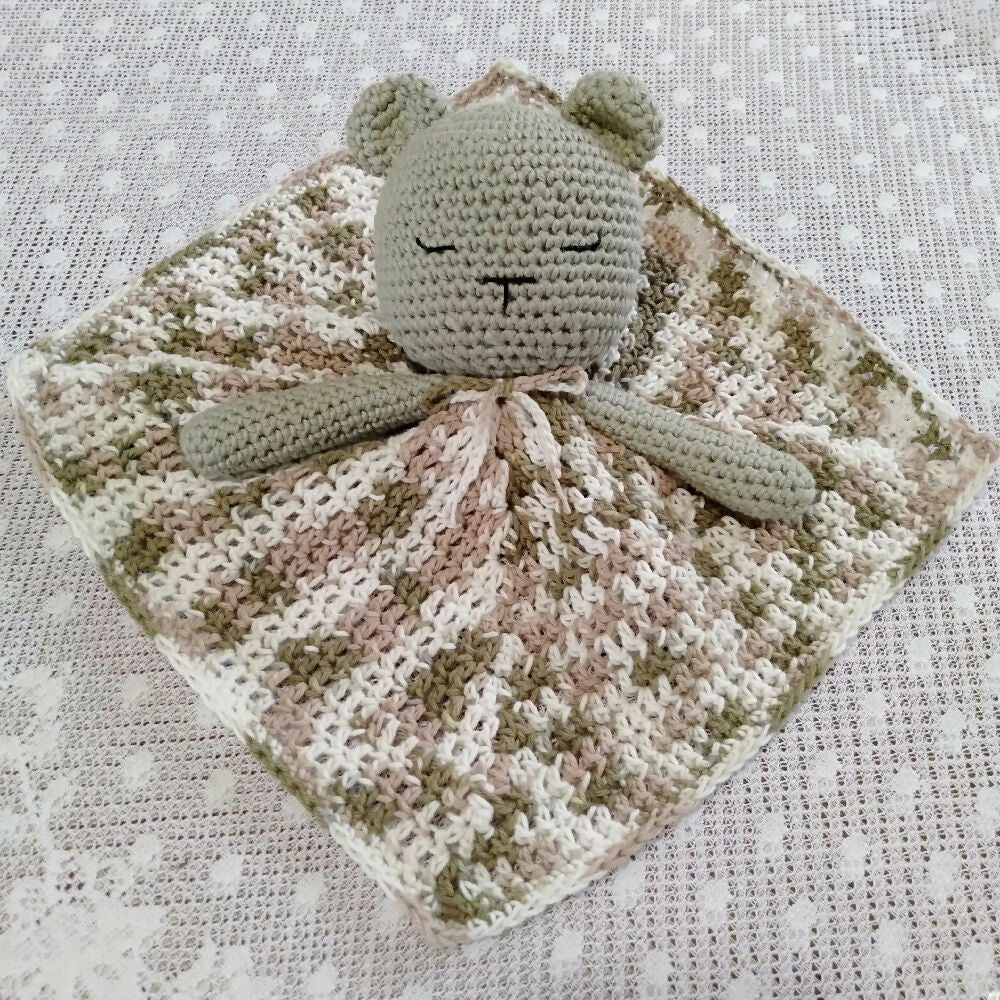 Crochet Lovey Blanket Olive Bear 2