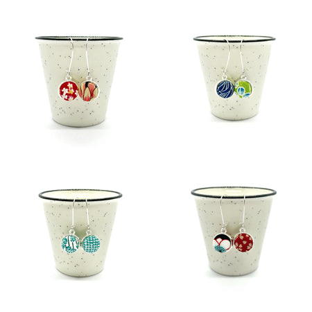 Double Sided Fabric Button Earrings