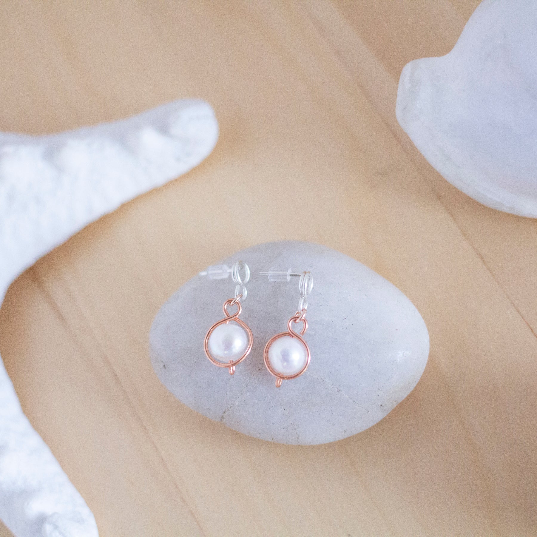Baroque Pearl Silver and Copper Loop Stud Earrings | Sterling Silver and Copper