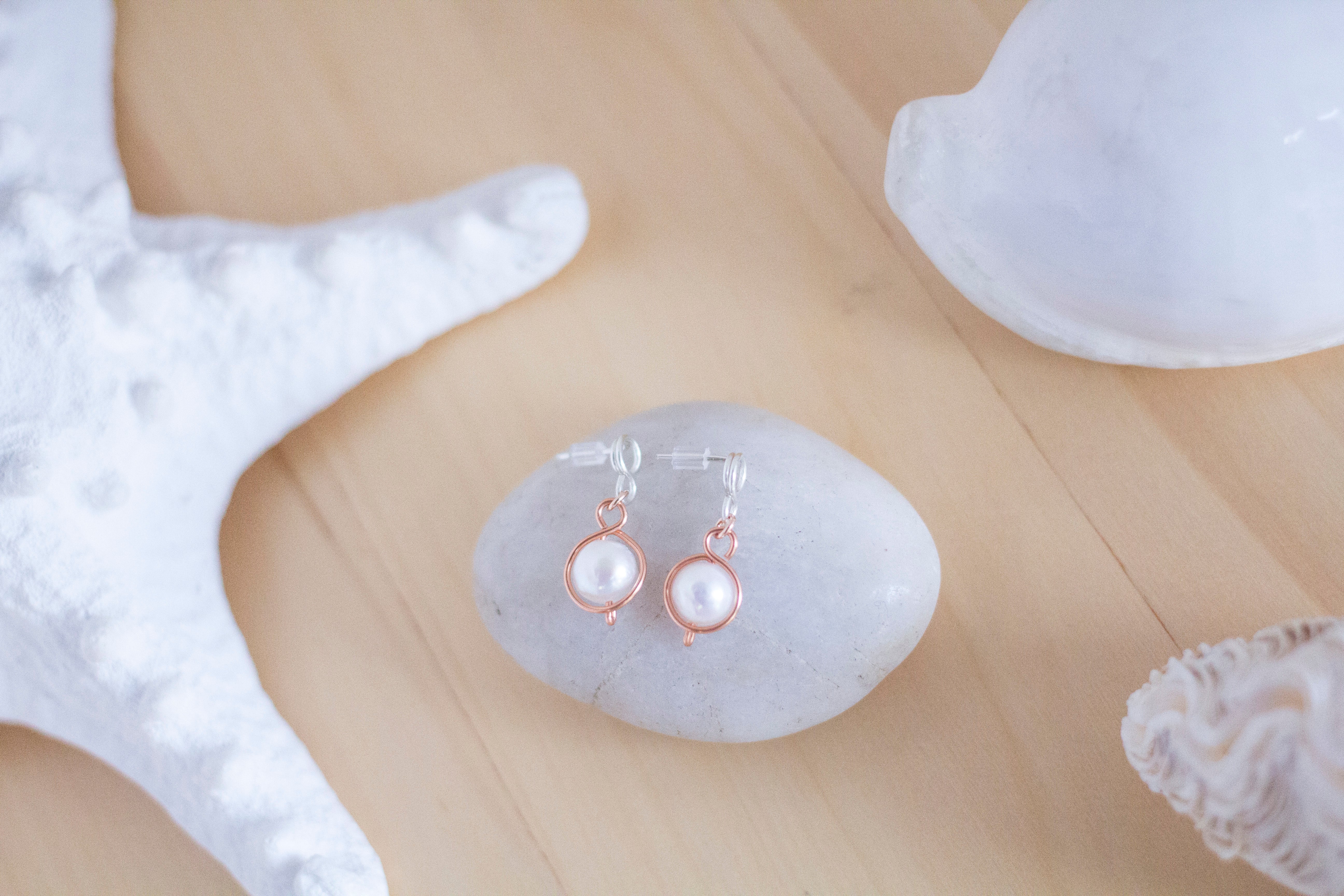 Baroque Pearl Silver and Copper Loop Stud Earrings | Sterling Silver and Copper