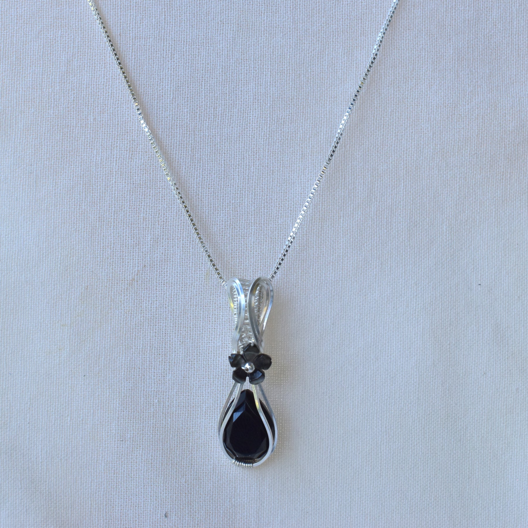 Handmade Wire-wrapped Onyx Necklace - Mother's Day Mini Pendant
