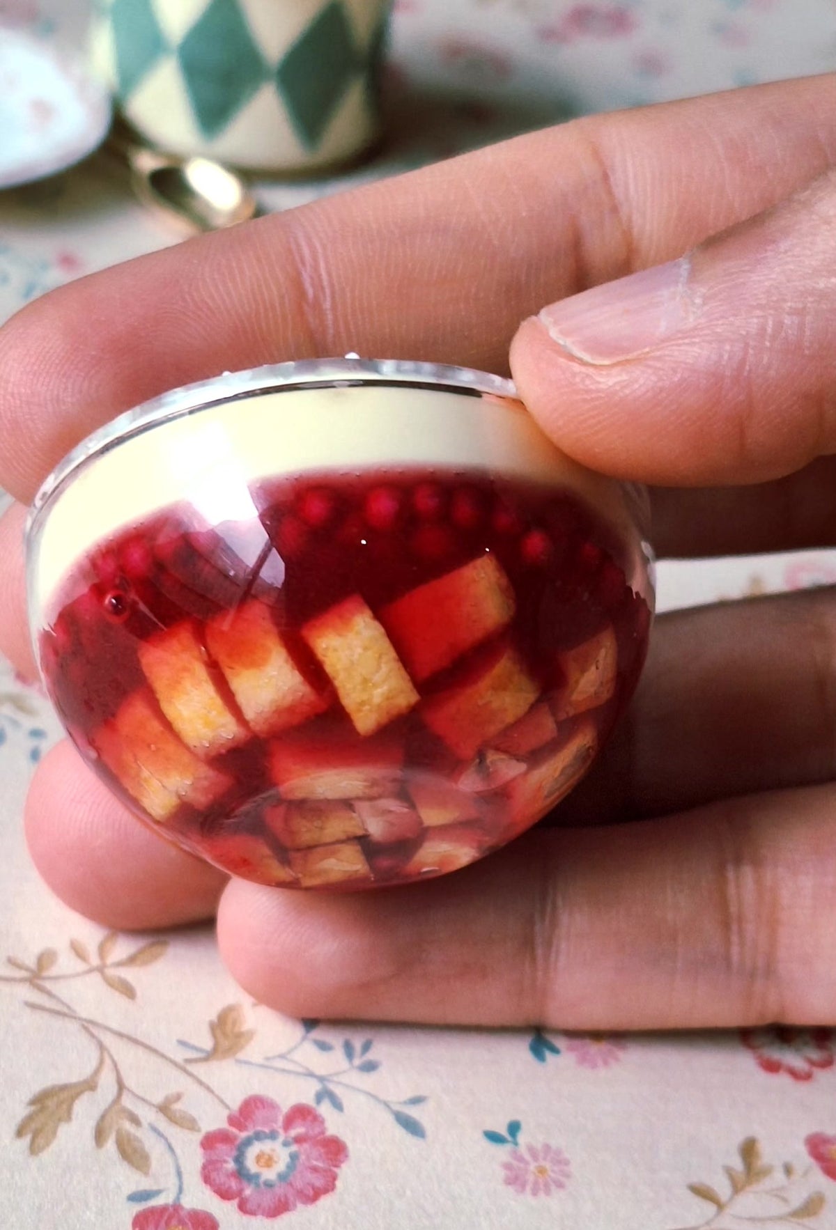 Trifle pudding (with ornate serving spoon)