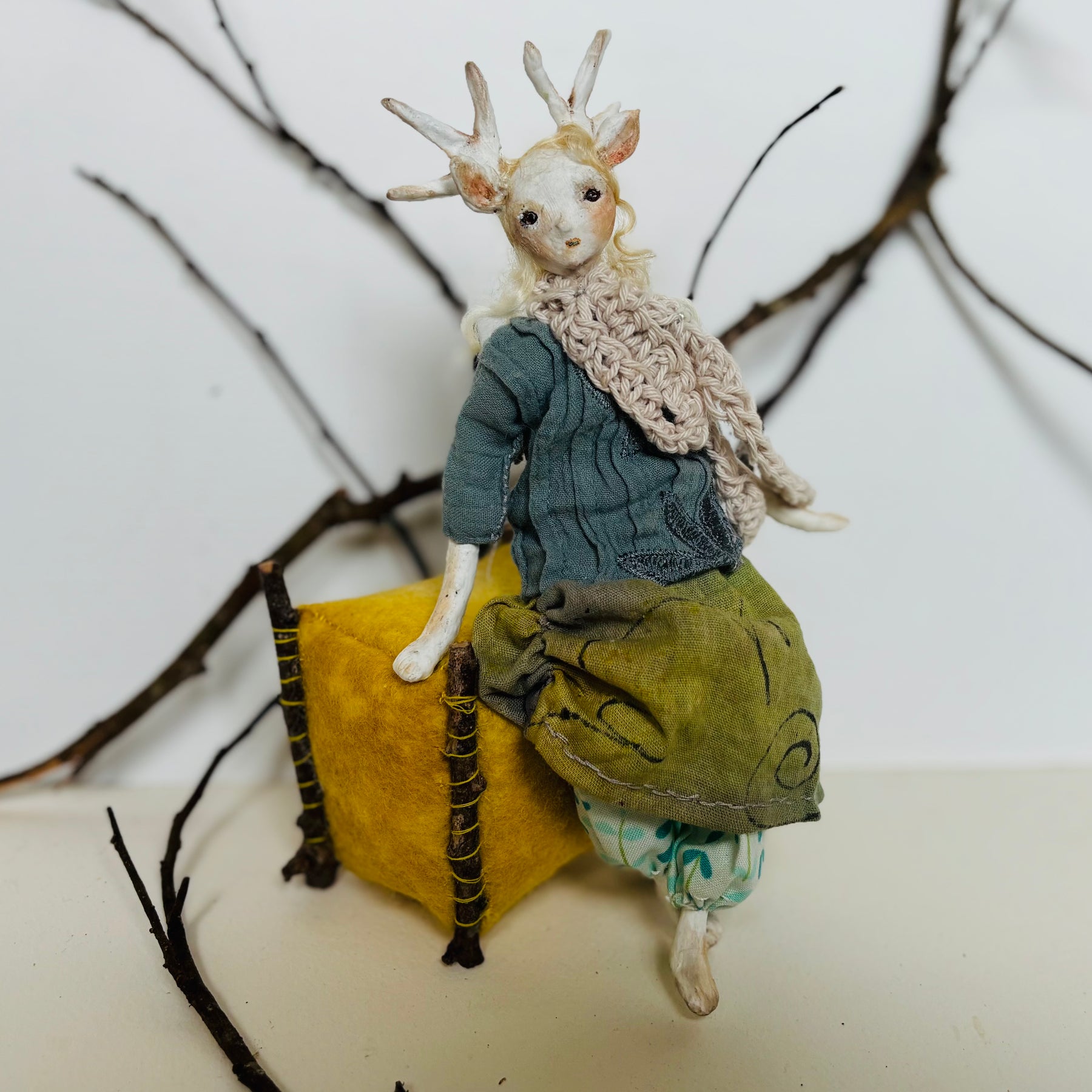 Art doll deer girl woodland creature collectable