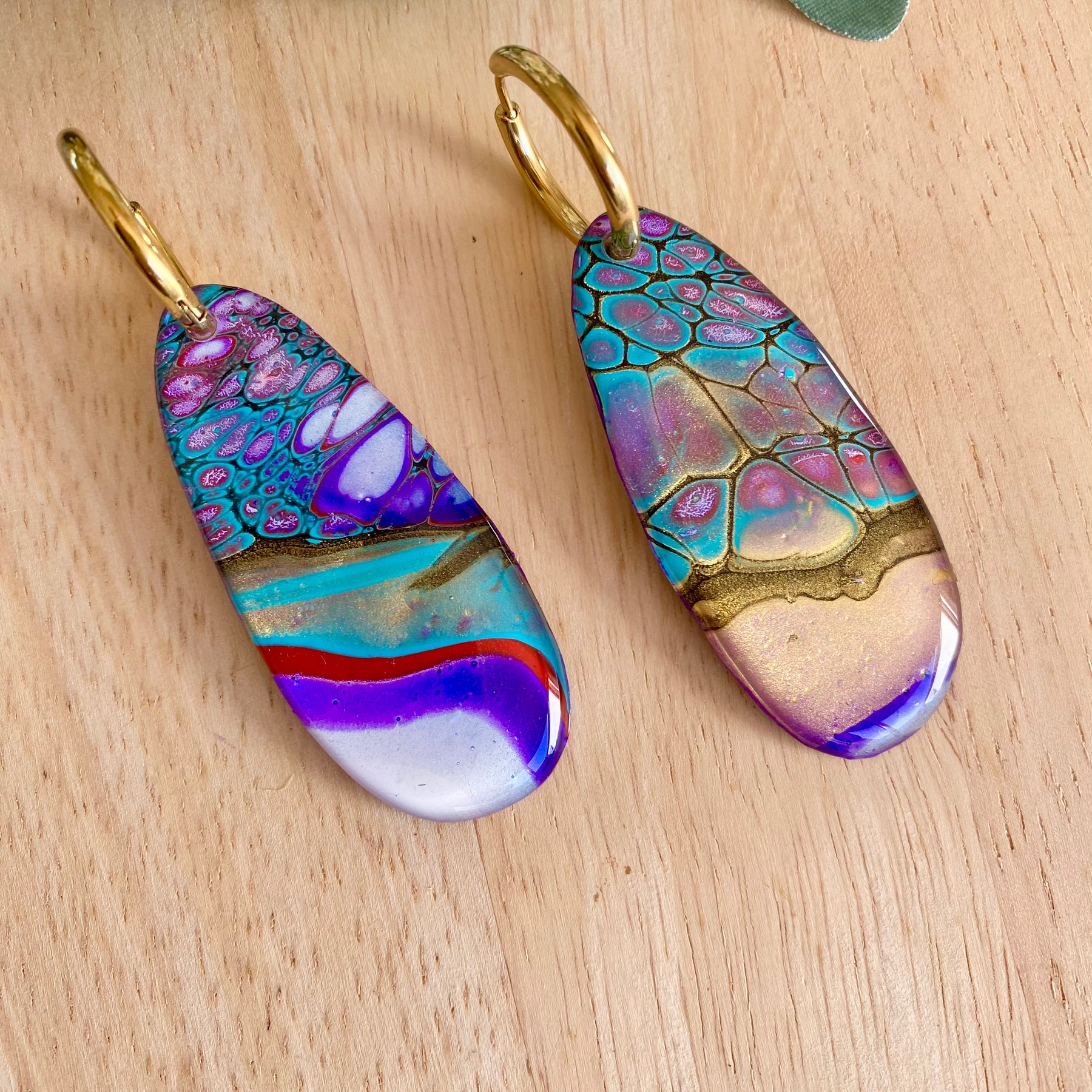 Colourful Wearable Art Hoop Earrings