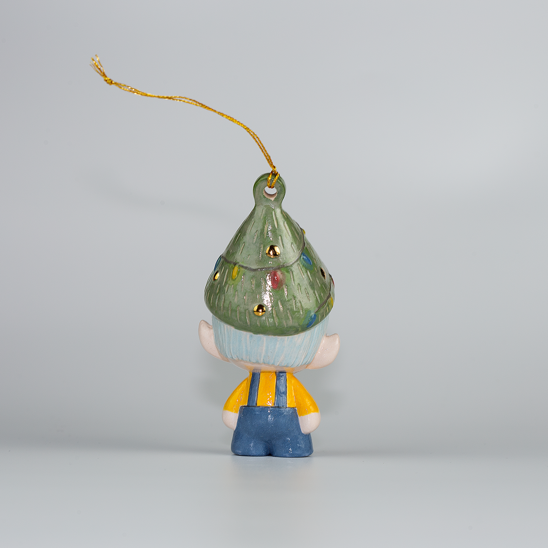 Handmade Porcelain Christmas ornament. One-of-a-kind. Jolli, the Christmas Cheer Elf.