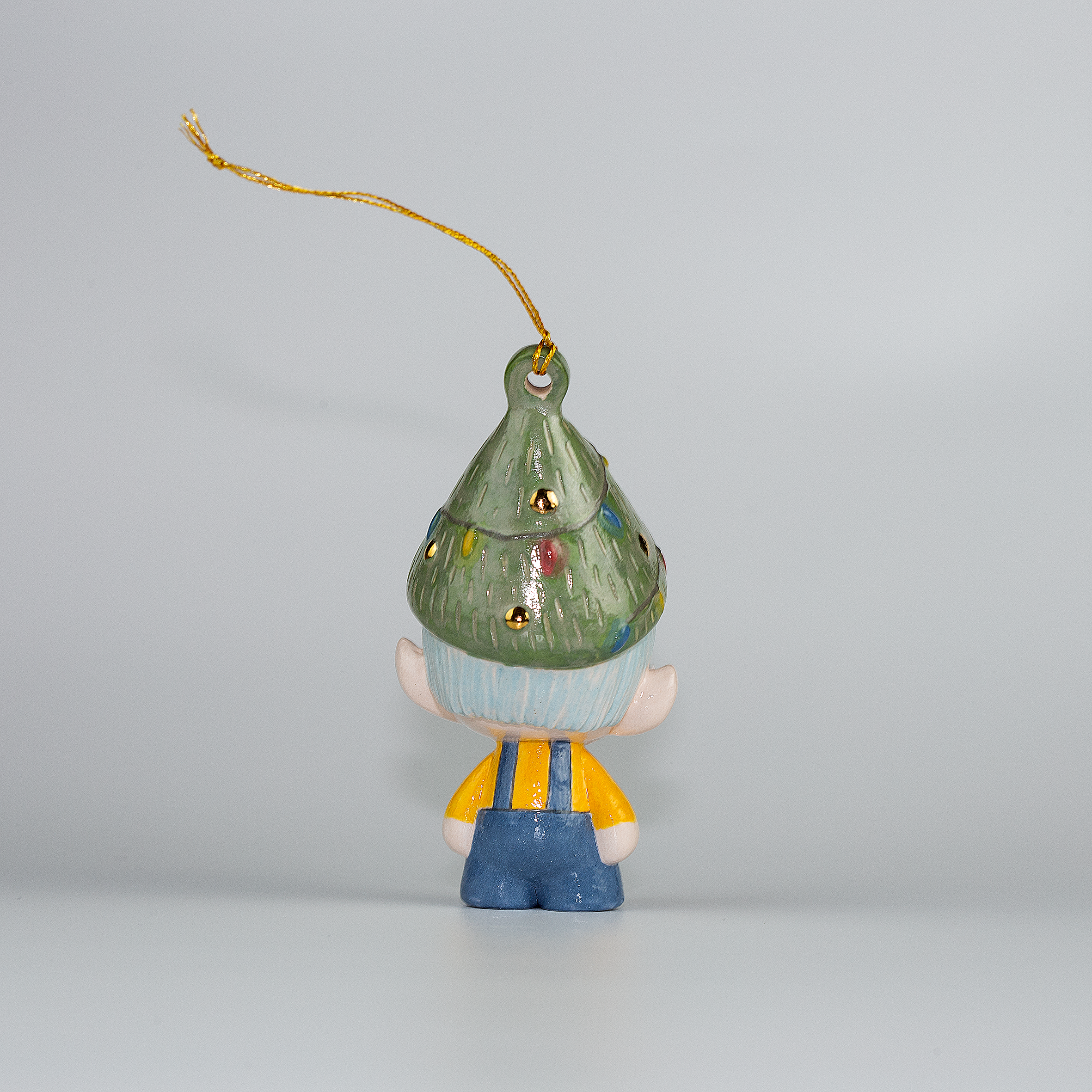 Handmade Porcelain Christmas ornament. One-of-a-kind. Jolli, the Christmas Cheer Elf.