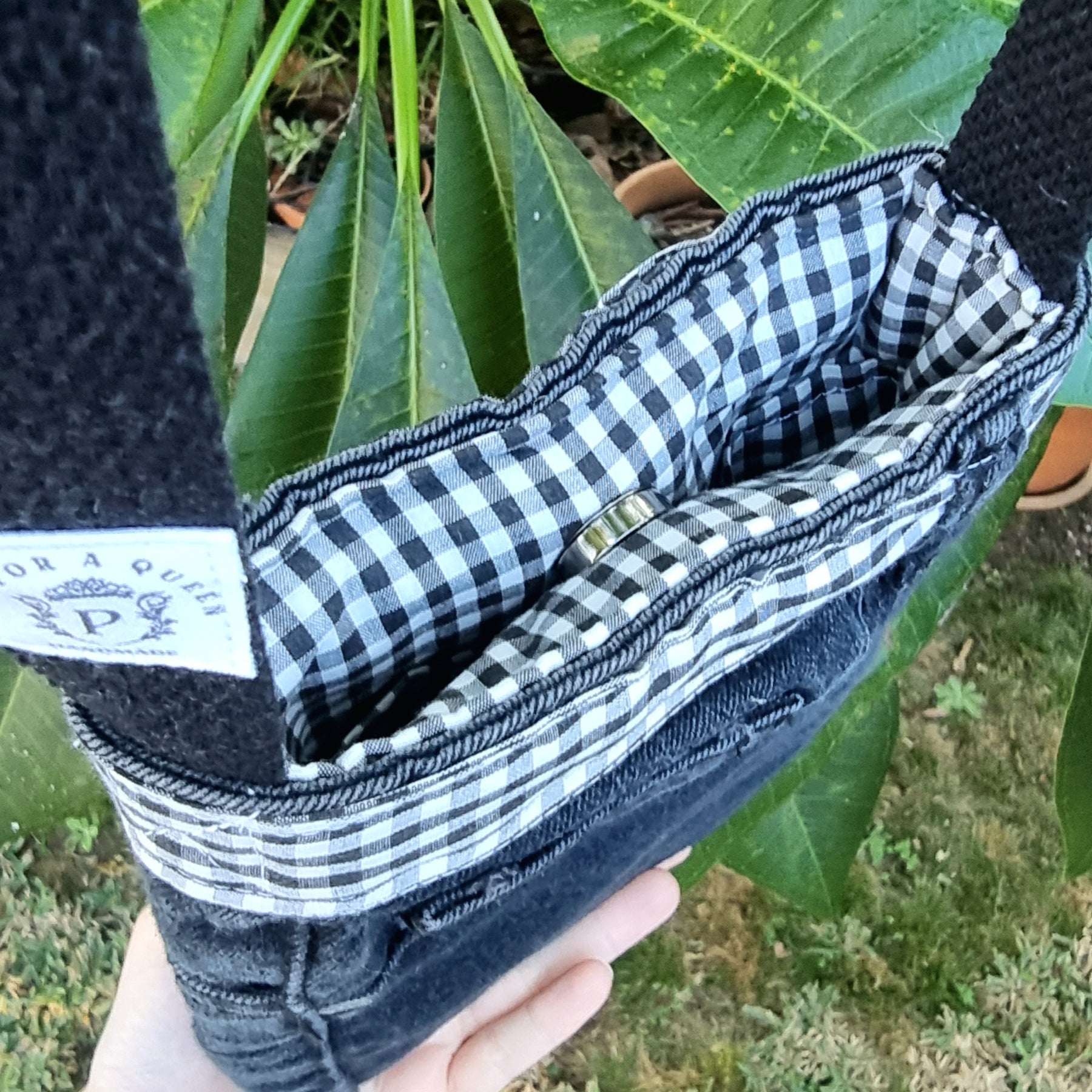 Upcycled Black Denim Jeans Crossbody Bag