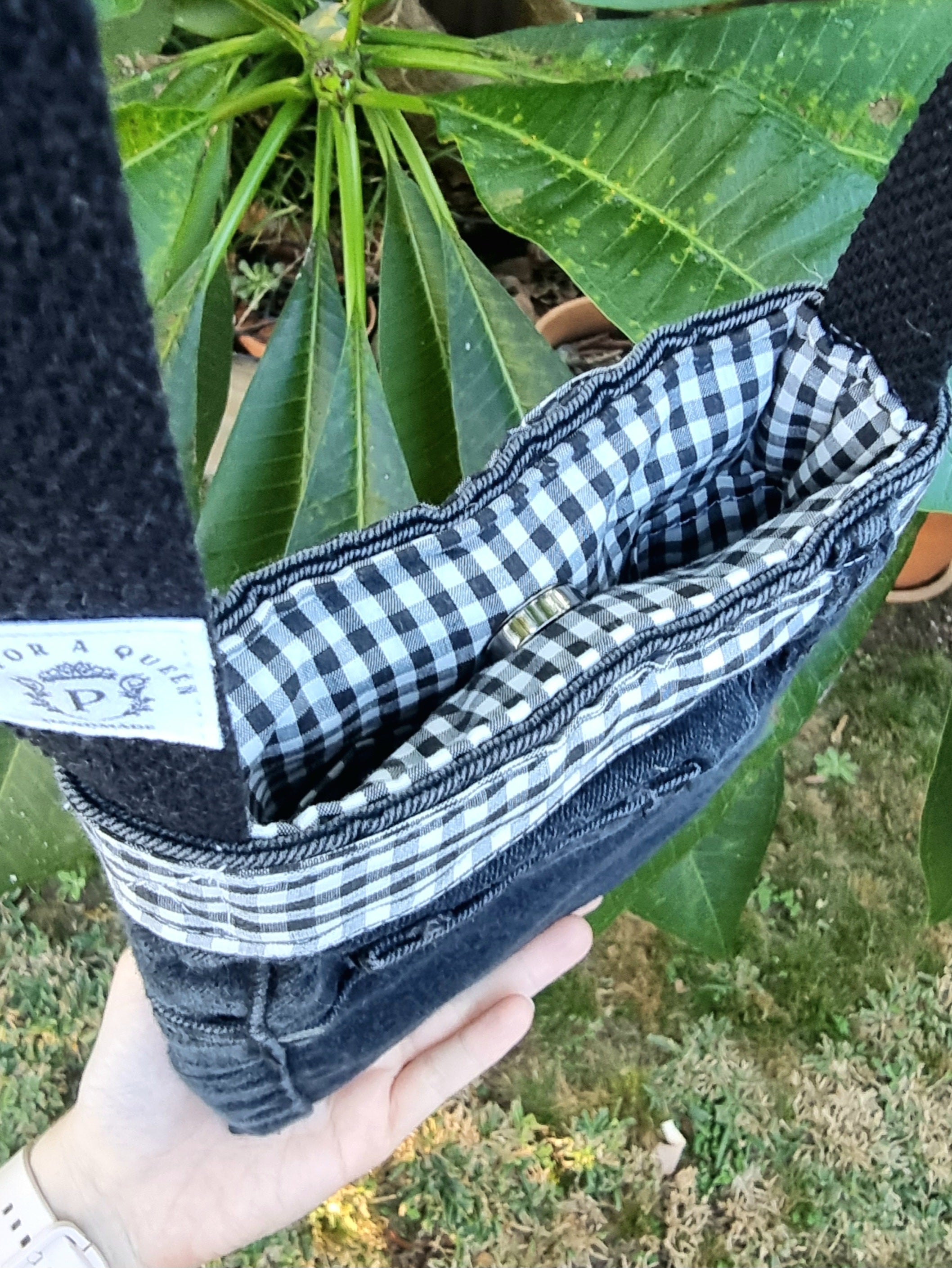 Upcycled Black Denim Jeans Crossbody Bag