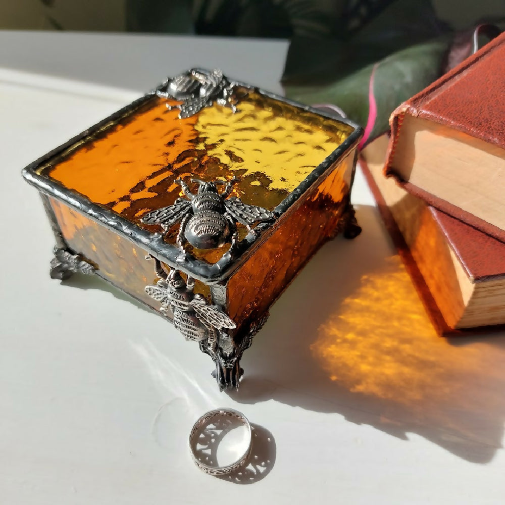 Amber coloured stained glass box