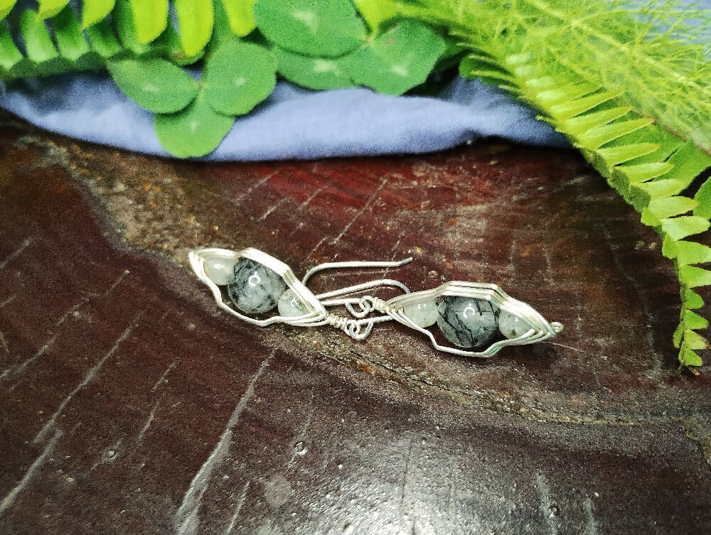 Tourmalinated Quartz Sterling Silver Earrings