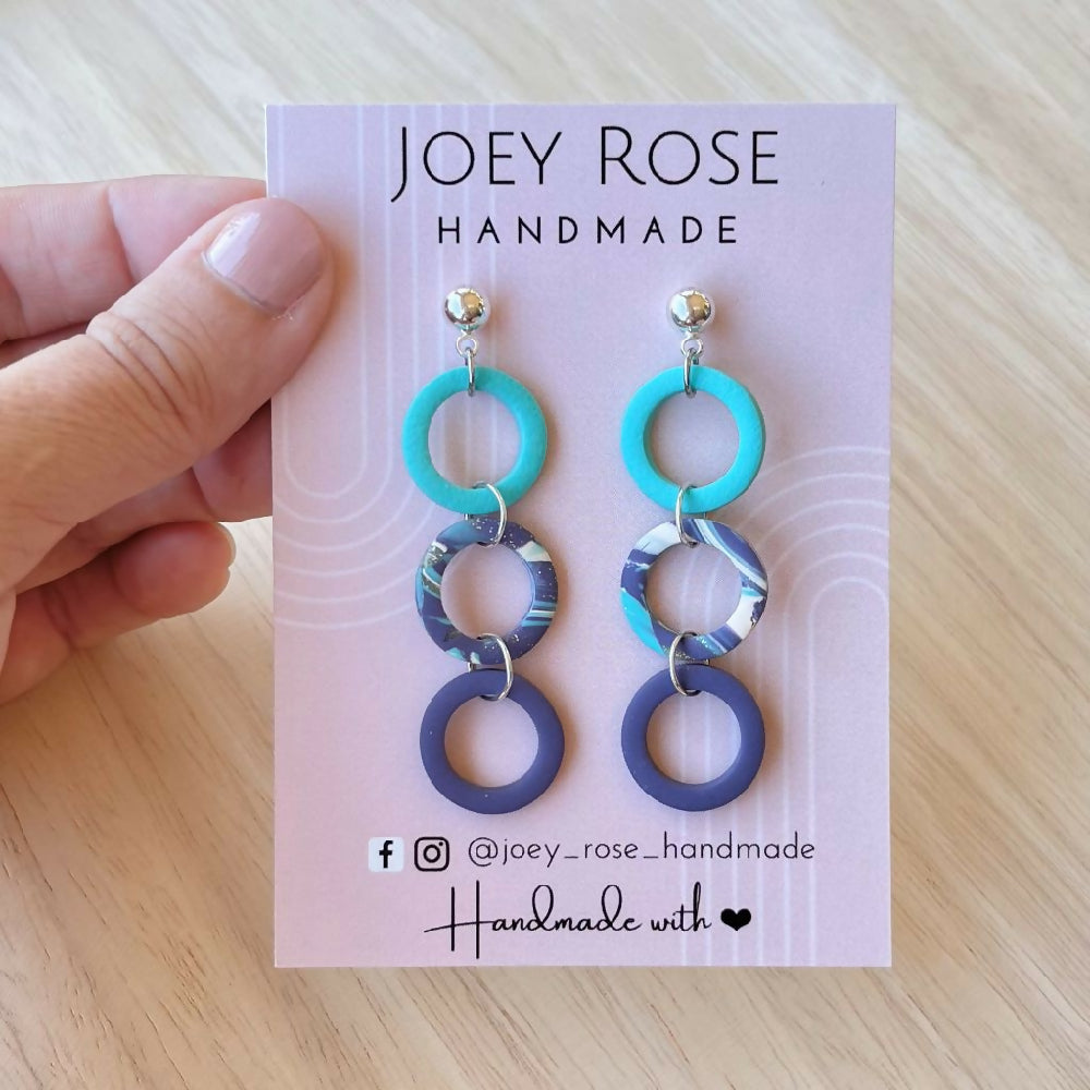 BRONWYN ~ Purple/Aqua ~ Polymer Clay Earrings
