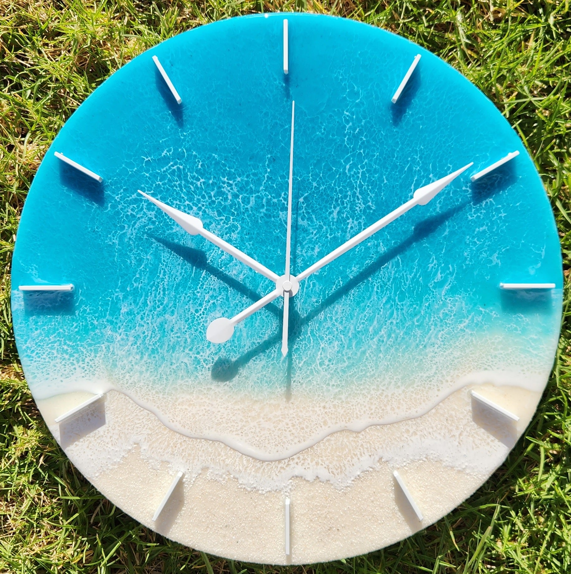 40 cm Beach Turquoise Resin Art Wall Clock