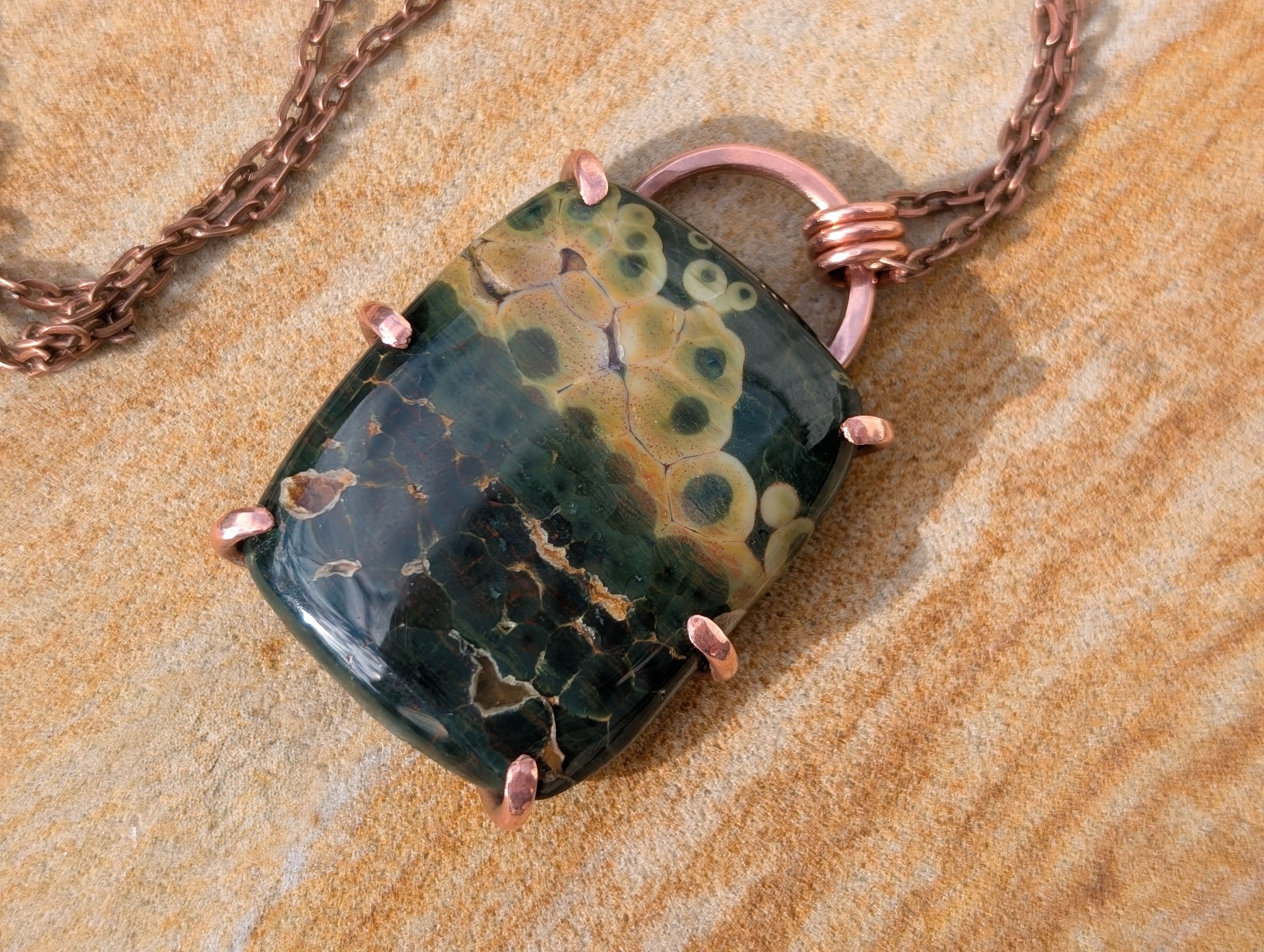 Silvanus - Ocean Jasper in Copper Pendant