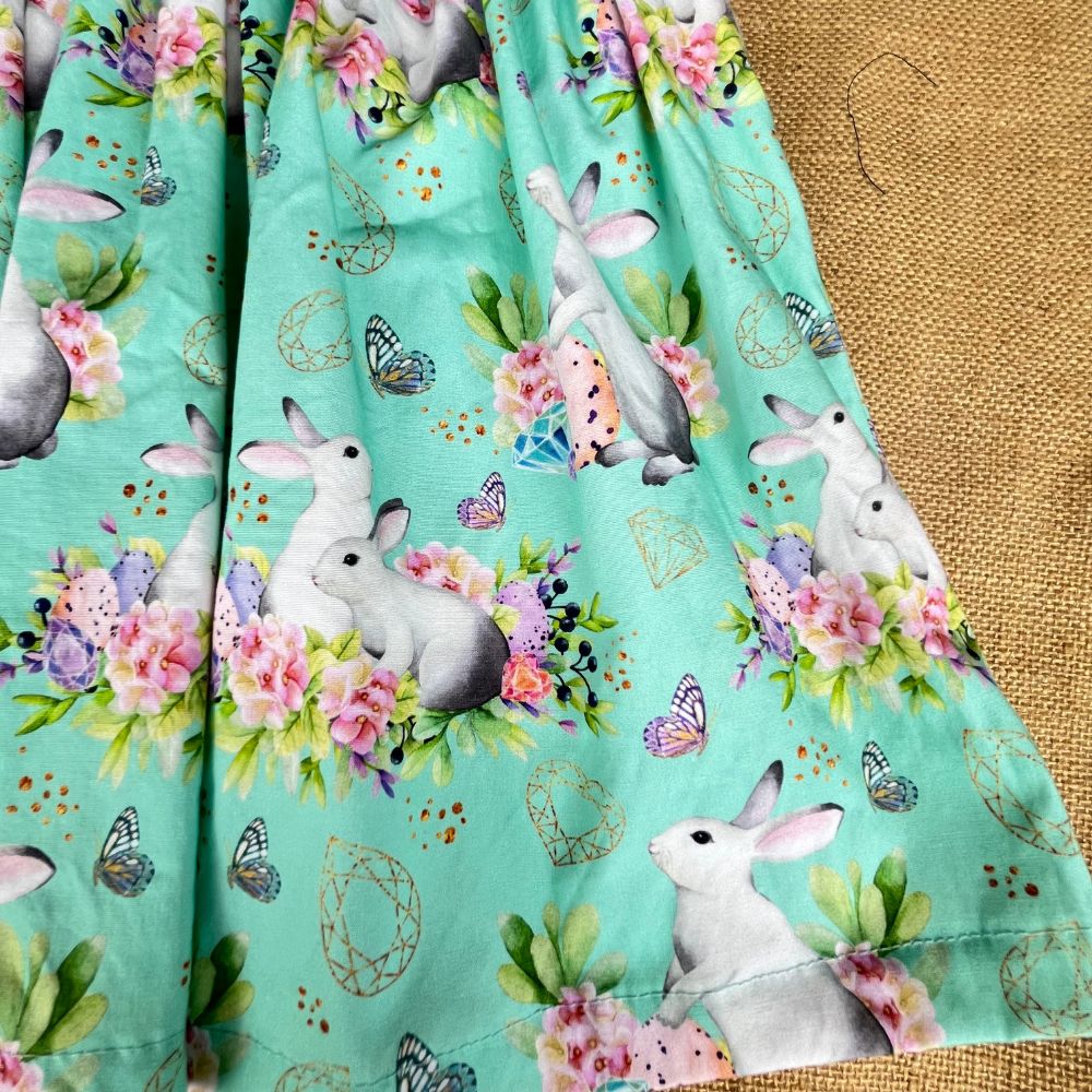 Handmade Pinafore Dress | Bunnies | Green | Sizes 1 and 3