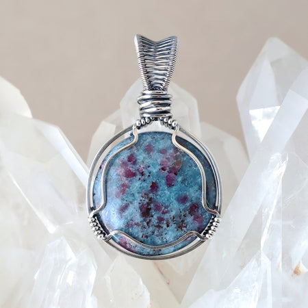 Sterling Silver Ruby Kyanite Pendant ~ Talisman of Vitality and Intuition