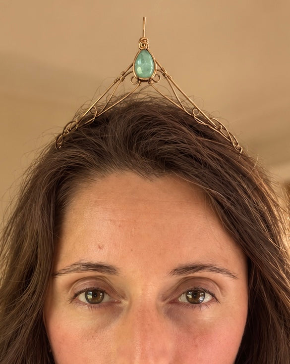 Aquamarine Crystal tiara crown in copper