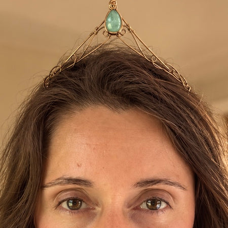 Aquamarine Crystal tiara crown in copper