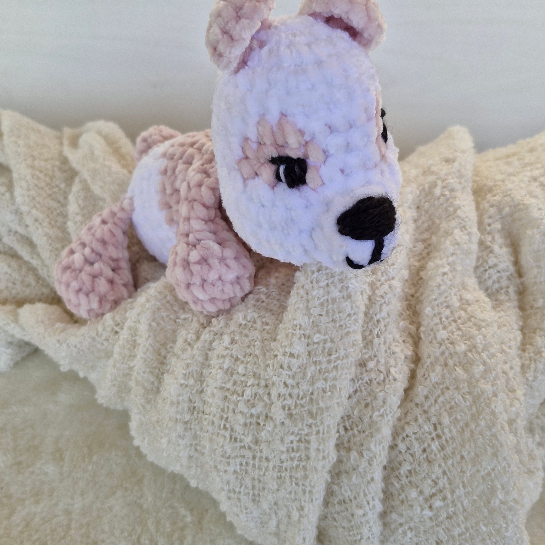 Handmade crochet Cutest little Sleepy Bear- Pink and White