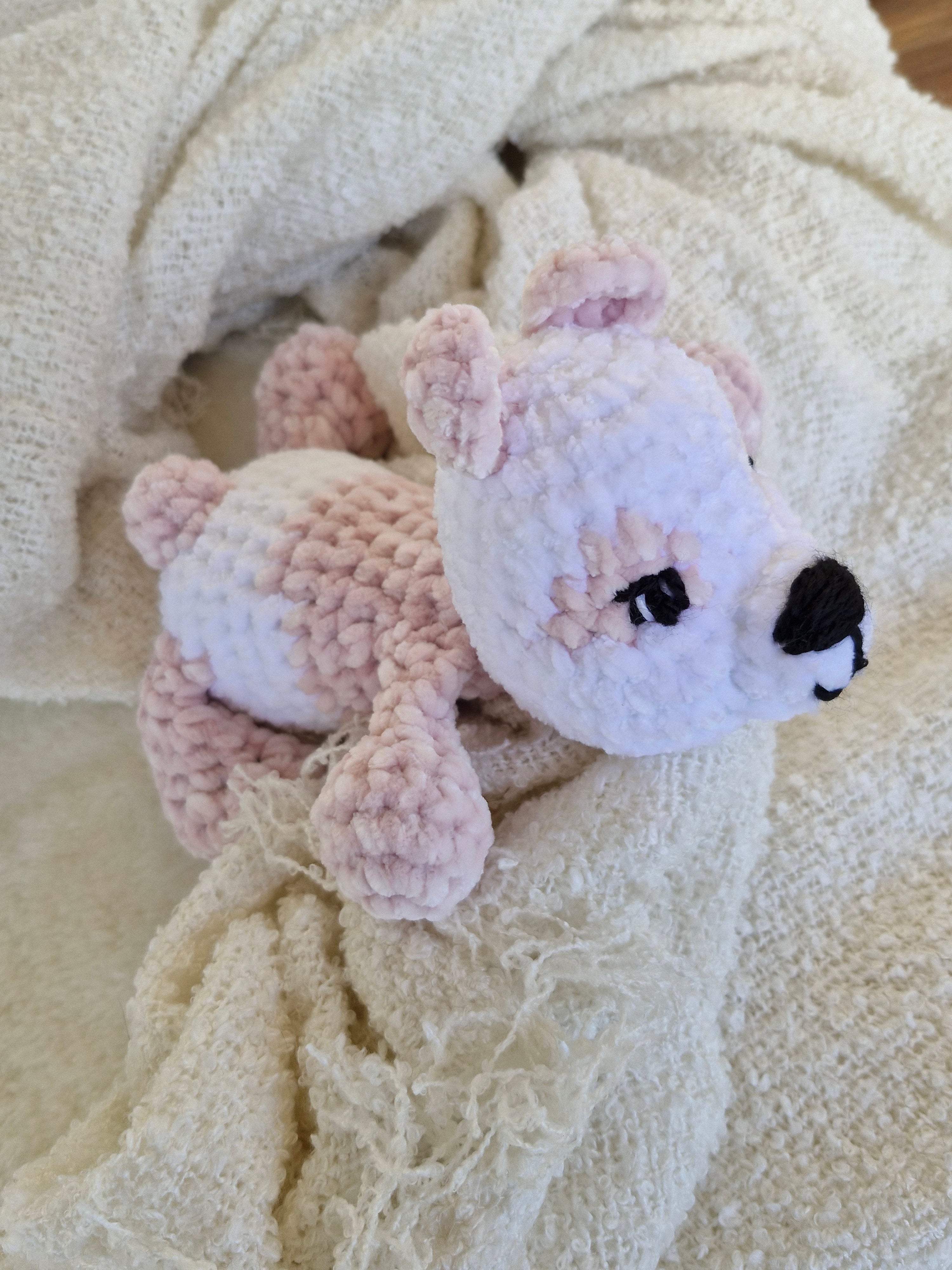 Handmade crochet Cutest little Sleepy Bear- Pink and White