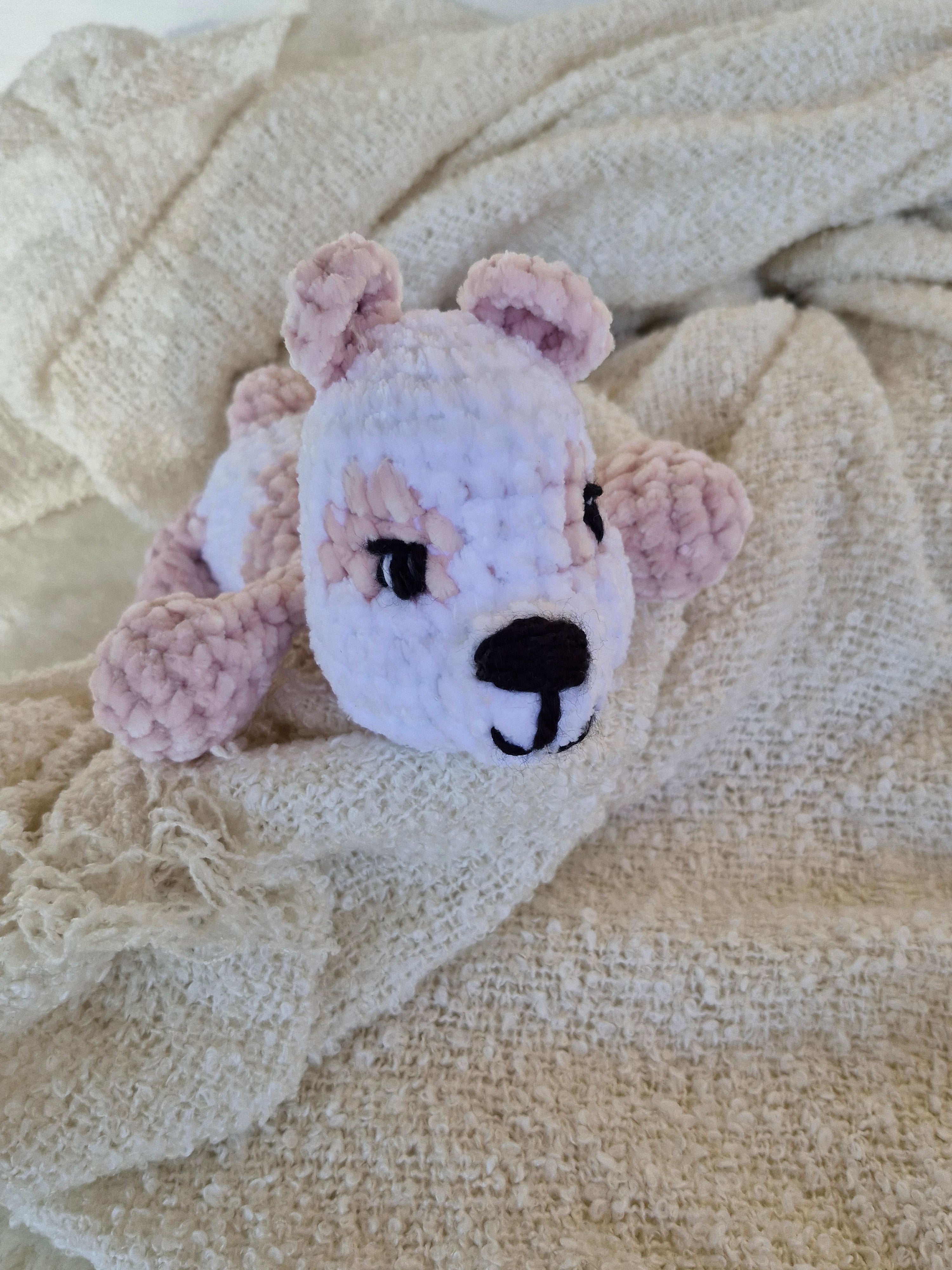Handmade crochet Cutest little Sleepy Bear- Pink and White