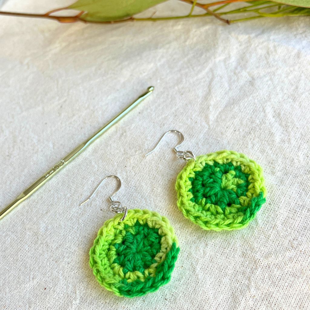 Lime Burst - Handmade Cotton Crochet Dangle Earrings