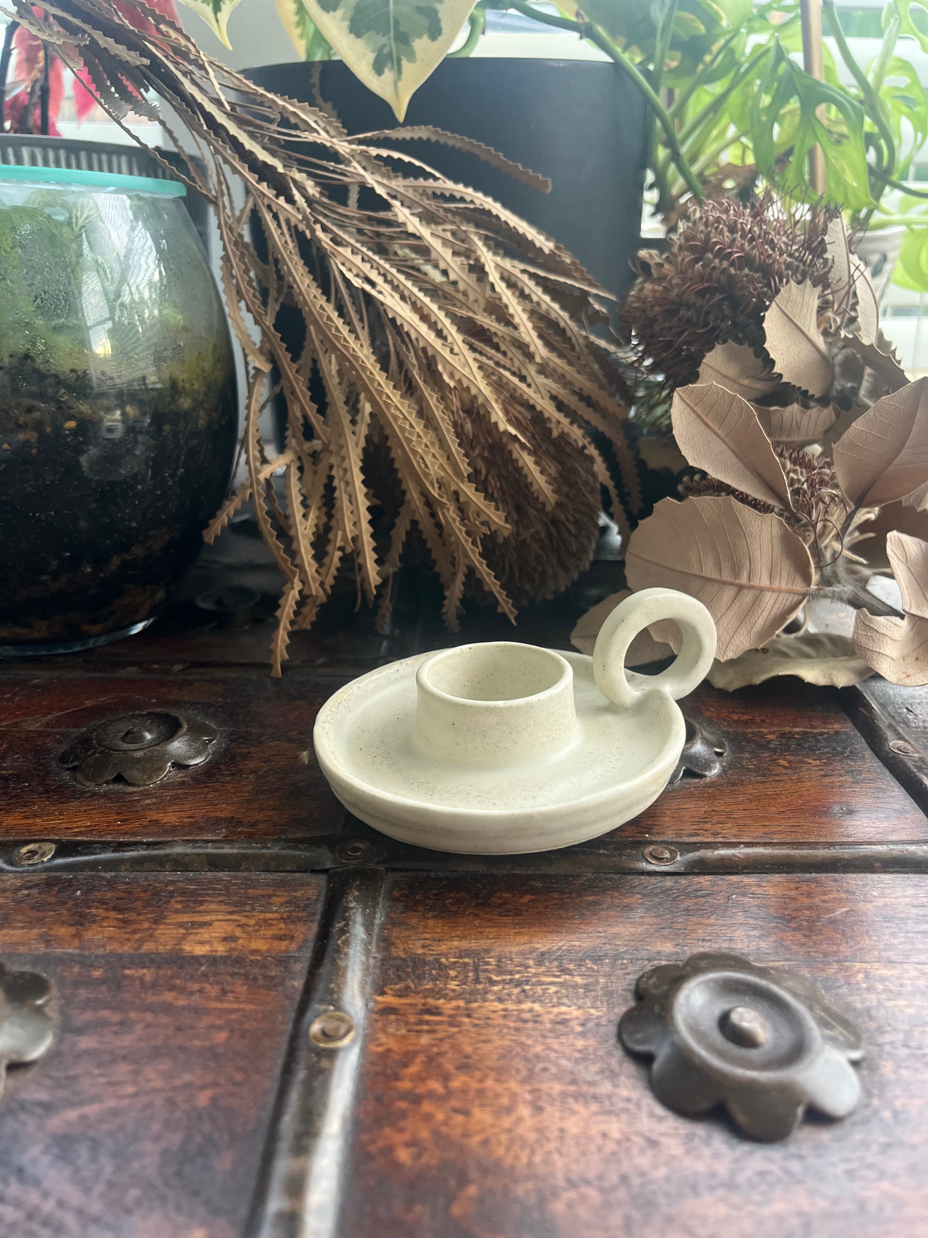 White Ceramic Candle Holder