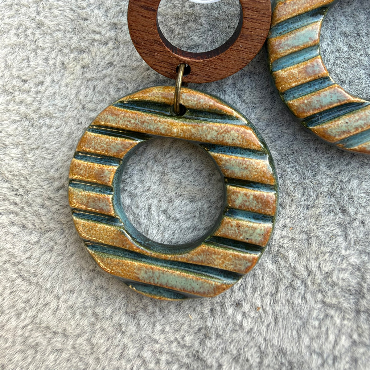 Earrings Ceramic Circle Stripe Dangles