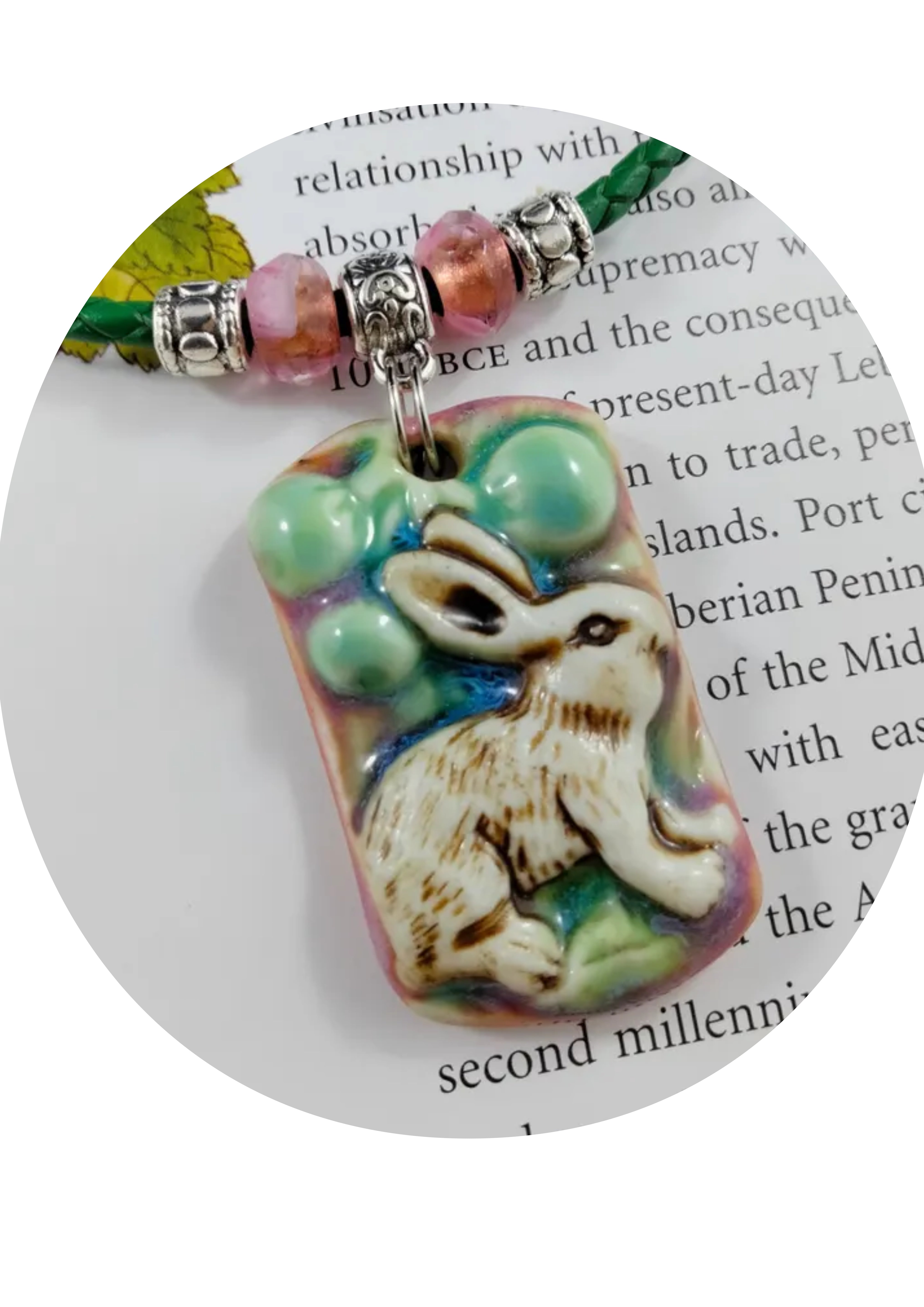 BUNNY CERAMIC PENDANT NECKLACE