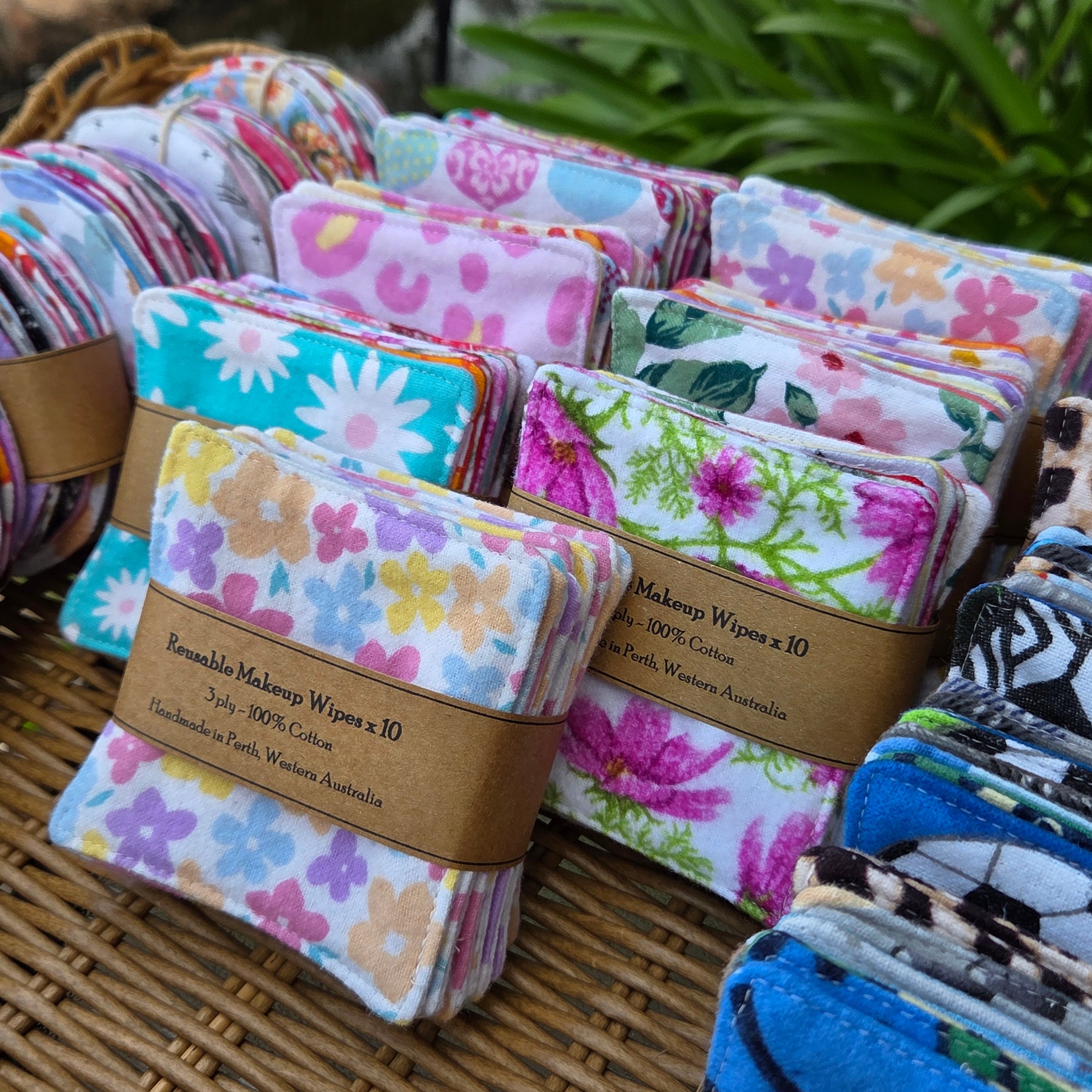 Reusable Makeup Wipes, packs of 10, various designs