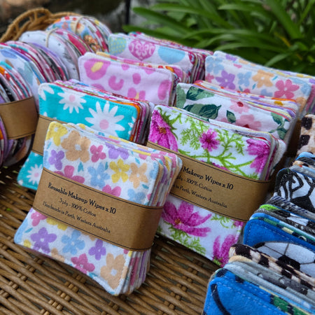 Reusable Makeup Wipes, packs of 10, various designs