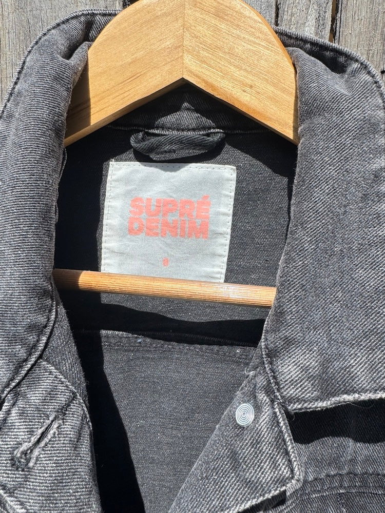 Dachshund Hand-painted Denim Recycled Jacket (W8)