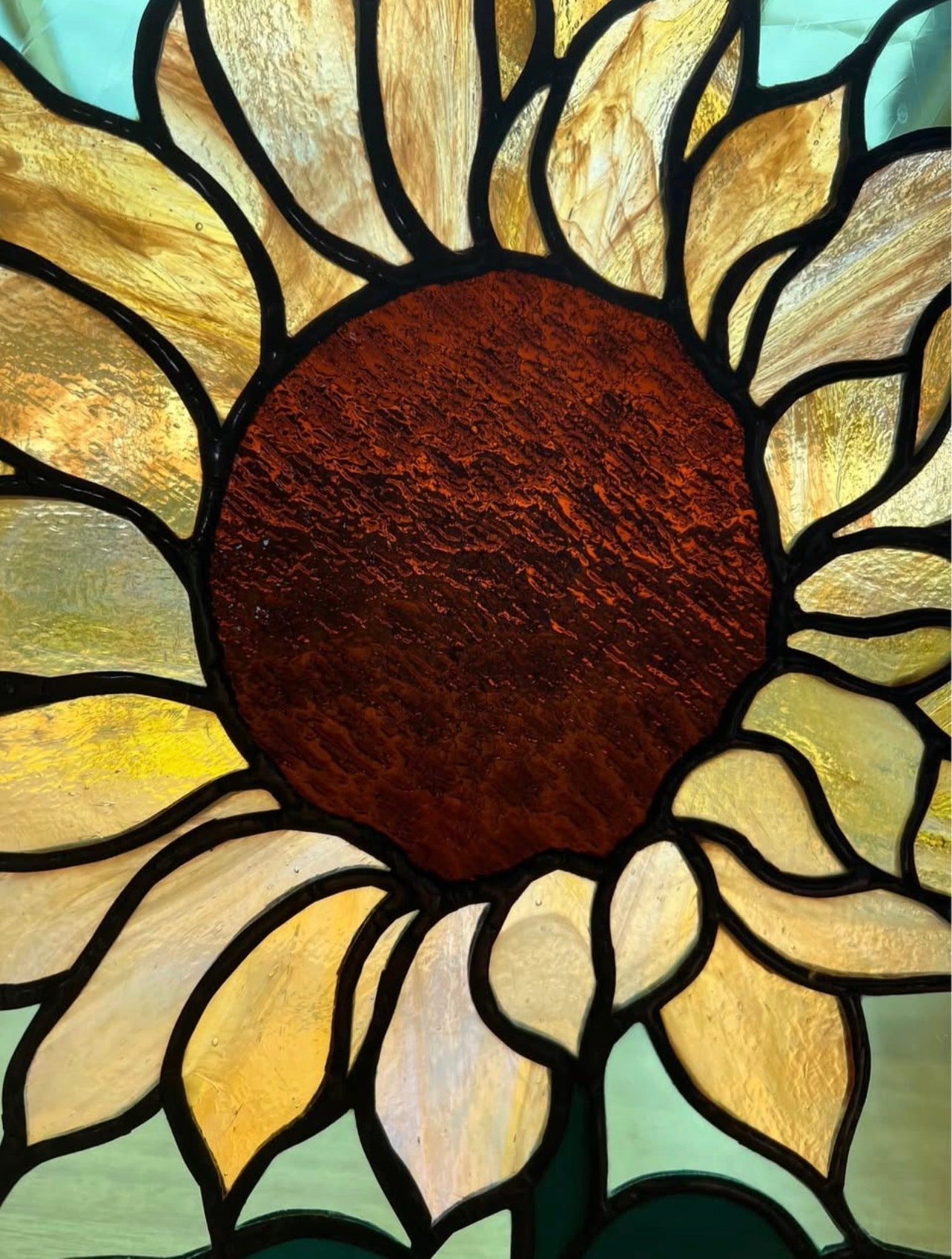 Sunflower stained glass panel