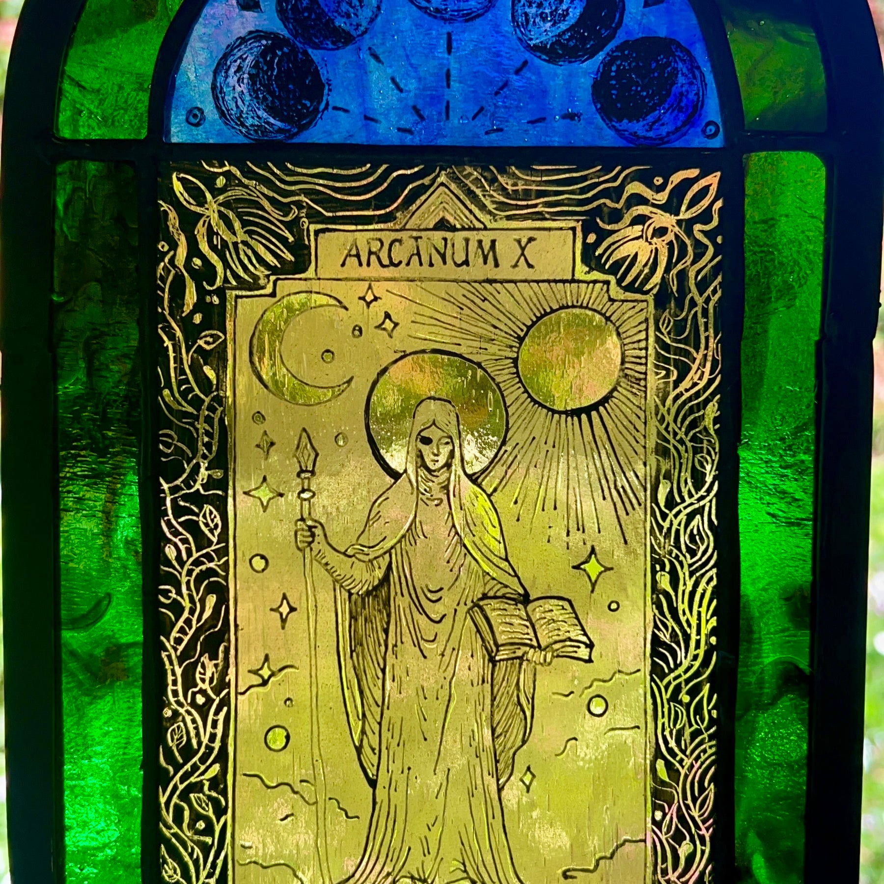 Tarot card stained glass arch
