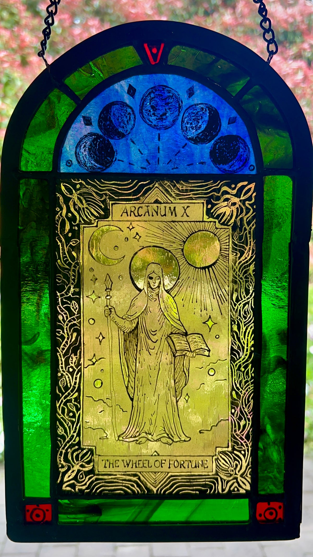Tarot card stained glass arch
