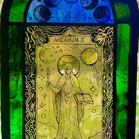Tarot card stained glass arch